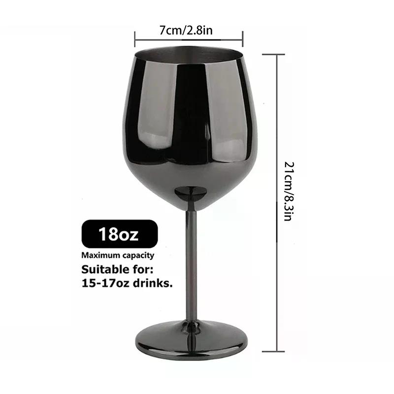 500ML Rostfritt Stål Bägare Rödvin Cocktailglas Okrossbart Metall Högt Champagneglas Bar KTV Europeisk Stil Bägarglas