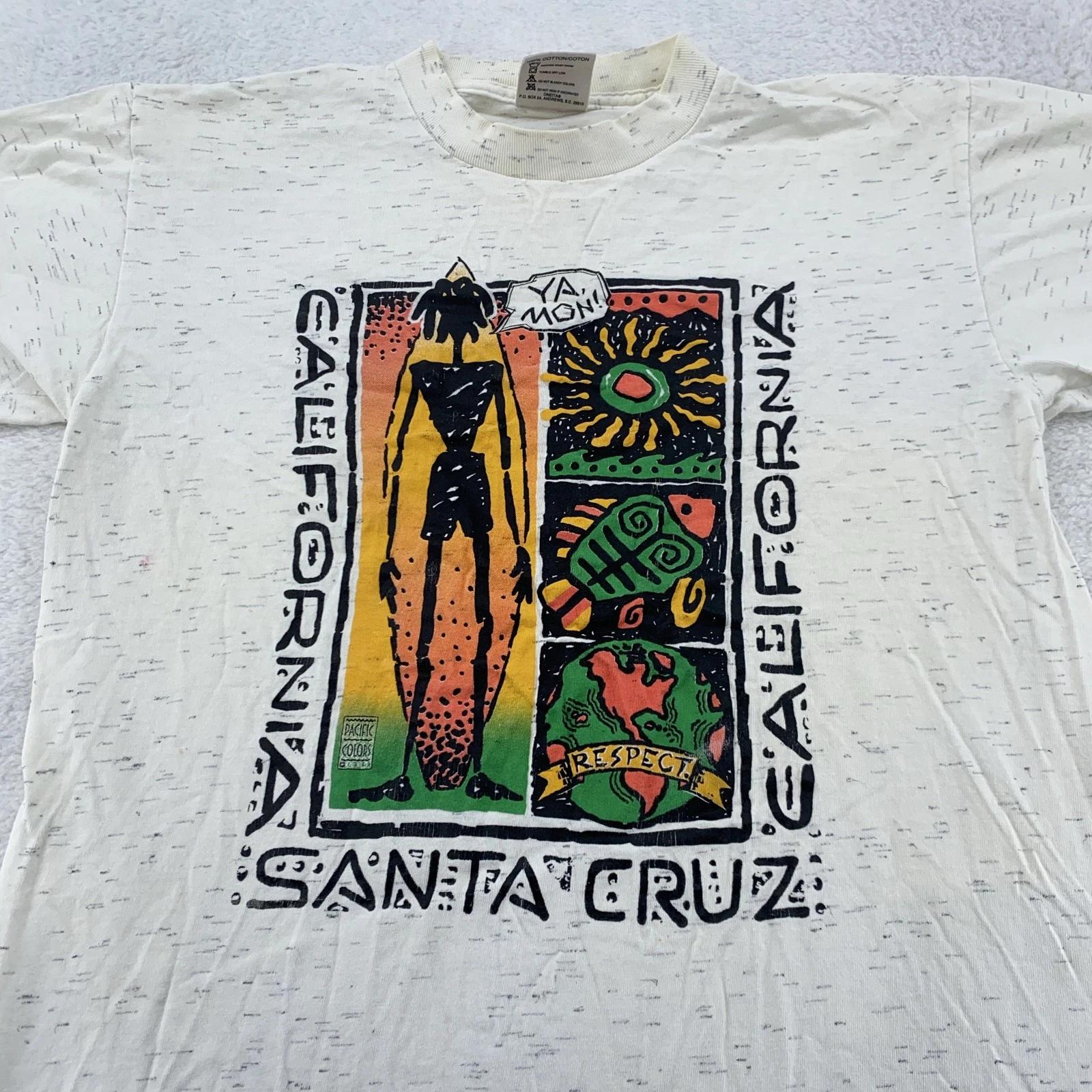 Винтажная футболка Santa Cruz Калифорния Мужская S/M Белая с графикой серфера Oneita 90-е 3XL