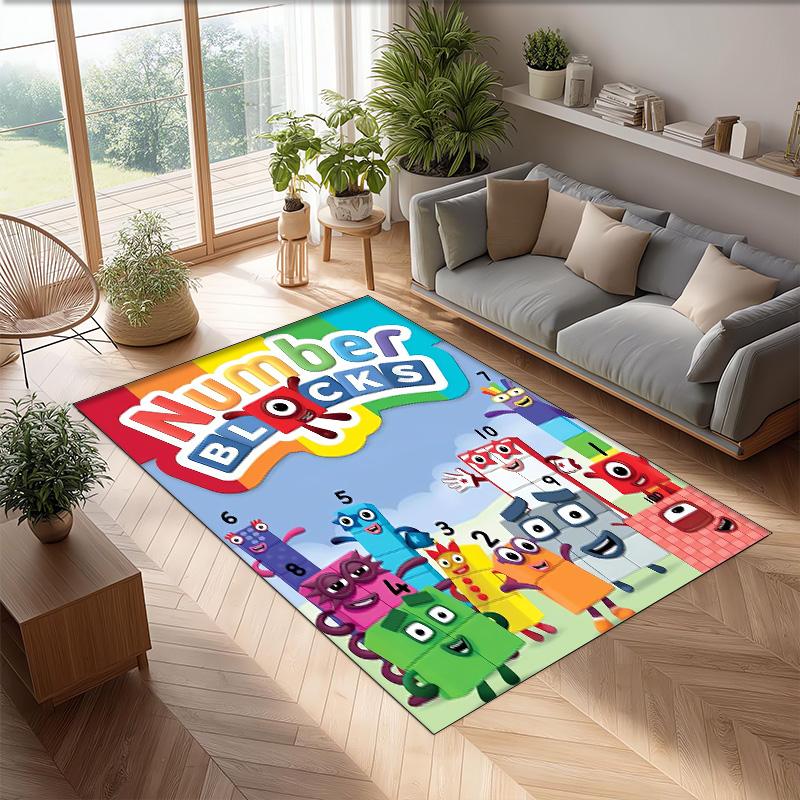 Numberblocks Crystal Velvet Rug, Soft Anti‑Slip Crystal Velvet Carpet for Living Room Bedroom Home Decor