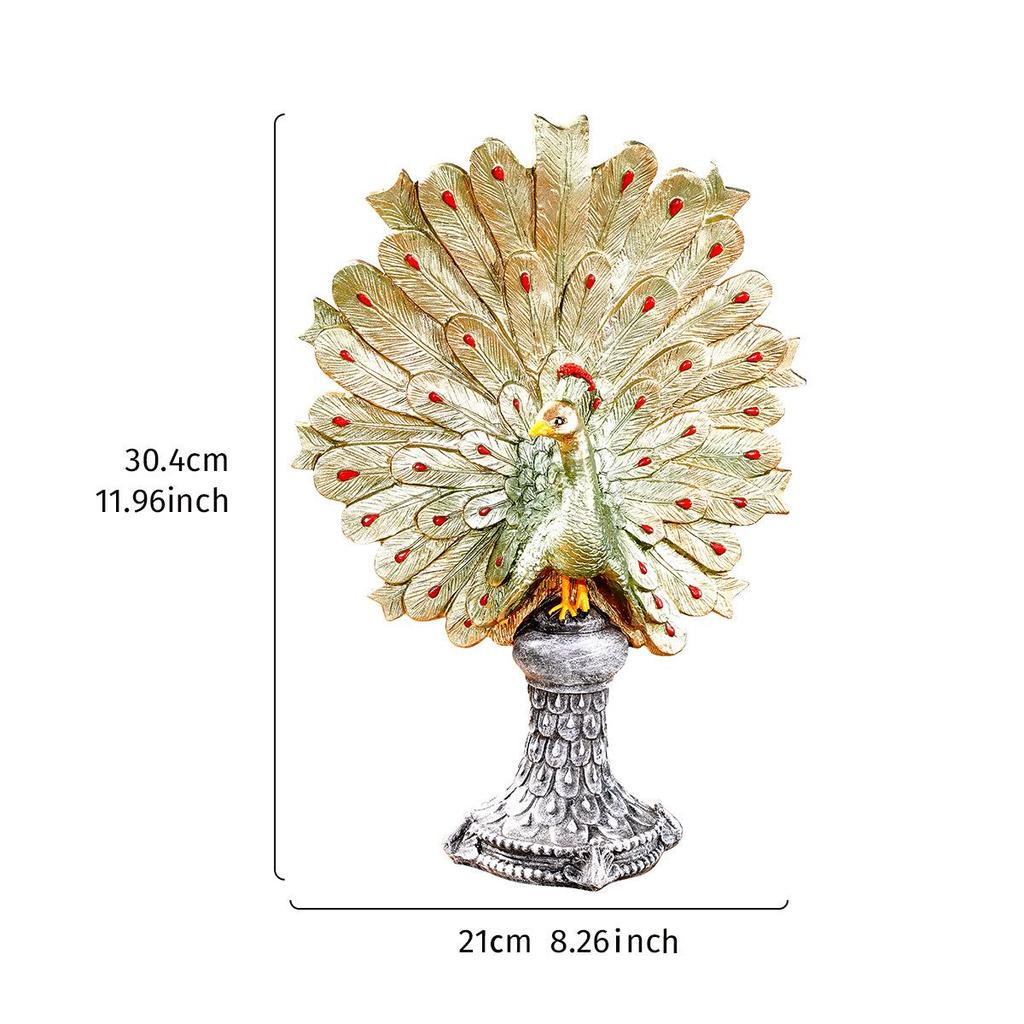 European Peacock Ornament: Elegant Resin Craft for Living Room and Entryway Décor