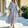 V-neck Bohemian Vacation Style Print Dress Dress Robe New