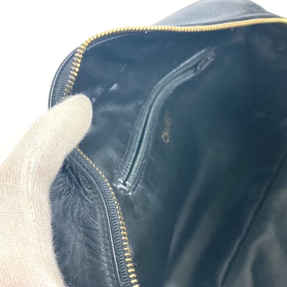 CHANEL vintage Bicolole Clutch Bag Makeup Pouch Cosmetics Pouch Leather Black