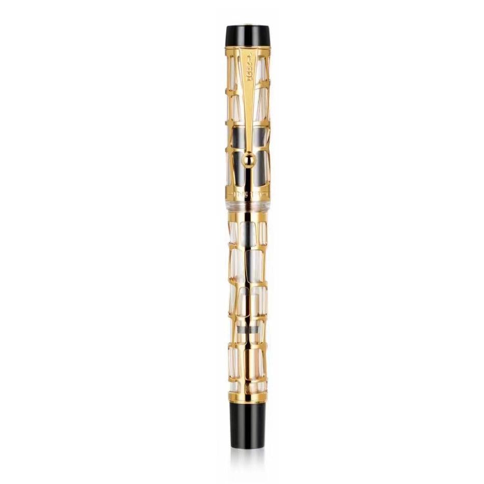 Jinhao Century 100 Fountain Pen Real Gold Electroplating Hollow Out Ink Pens Smoothly Writing F Nib for School Office Business