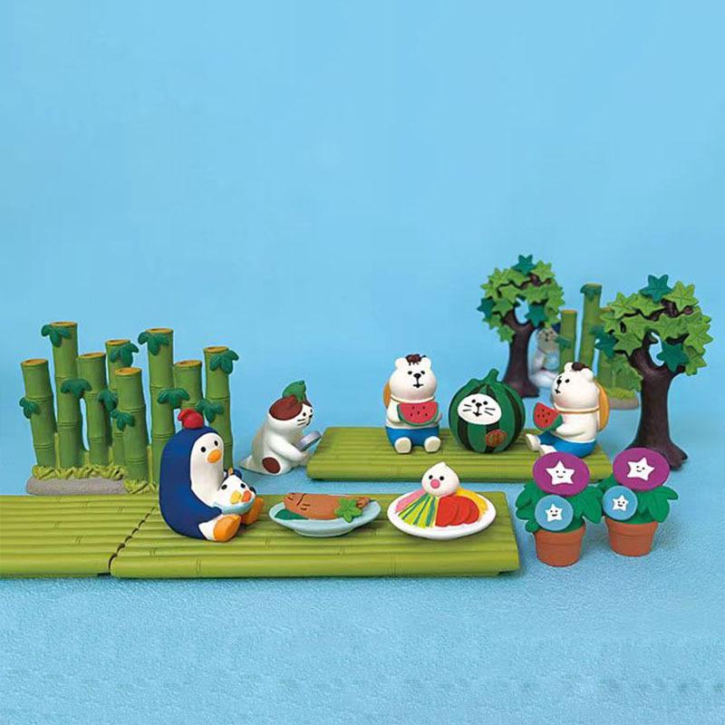 Zakka Summer Day Resin Ornaments watermelon Cat Home Desktop Scenic Decoration Mini Shooting Props Collection Toy for Kids