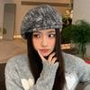 Winter hat women's fleece warm knitted wool hat big head circumference beret fashionable versatile stacking hat