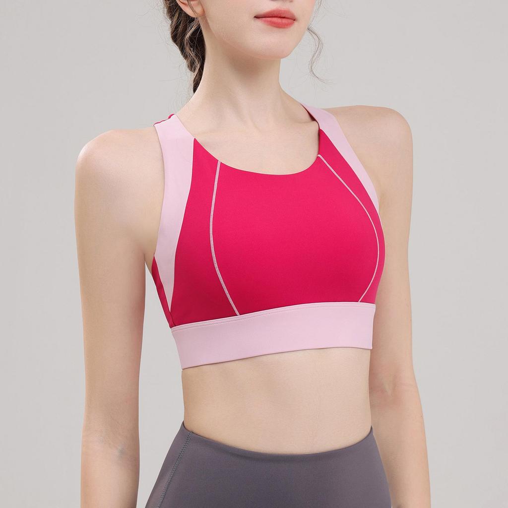 Shockproof High-Intensity Sports Bra: Colorblock Yoga Vest for Running, Slimming I-Back, Enhanced Support