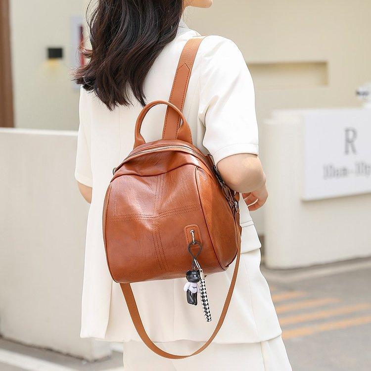 Женские однотонные простые маленькие рюкзаки темпераментные компактные сумки через плечо из искусственной кожи 1565₽