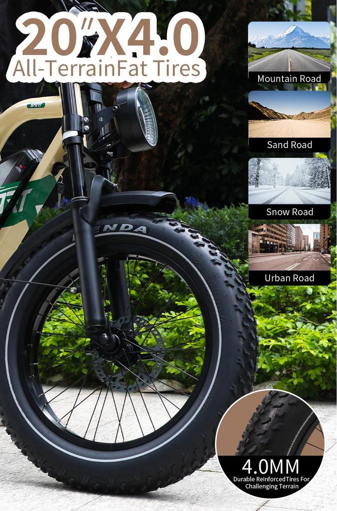 OneSport W66 Retro electric bike 20", 500W motor, 48V 13.5Ah battery, range 40-100 km, full suspension, LED display