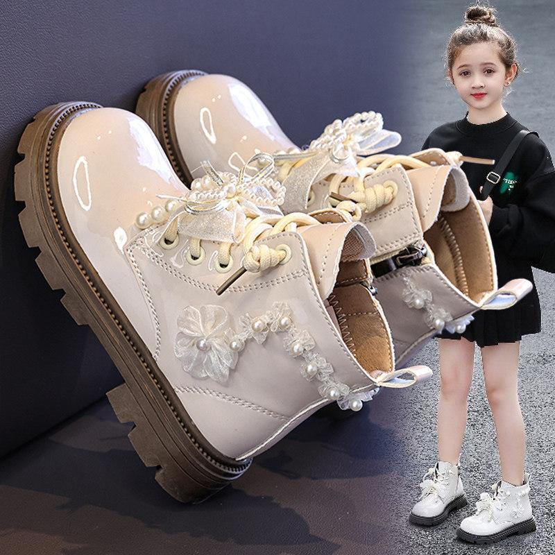Kids Fashion Pearl Ankle Boots Spring Soft‑sole Princess Short Boots for Girls