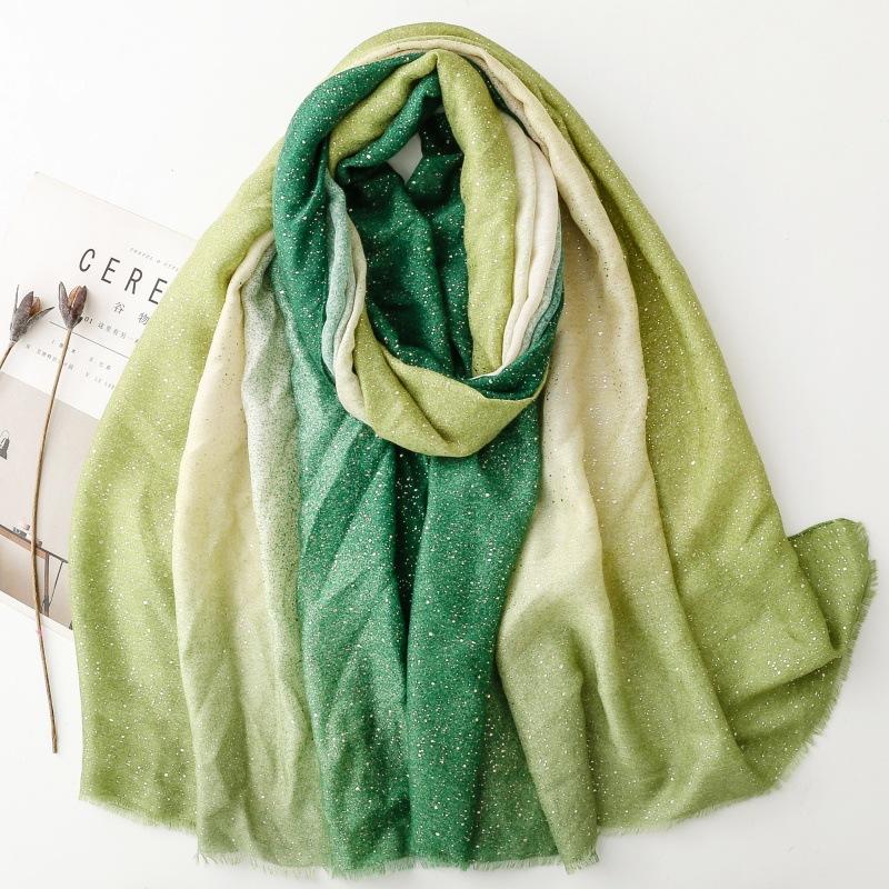 180*88cm Gradient color Gold Foil Wrap Scarfs for Women Fashion Hijab Shimmer Sparkle Womens Scarves Bling Bling Shawls Cotton Feeling Shawl Scarf