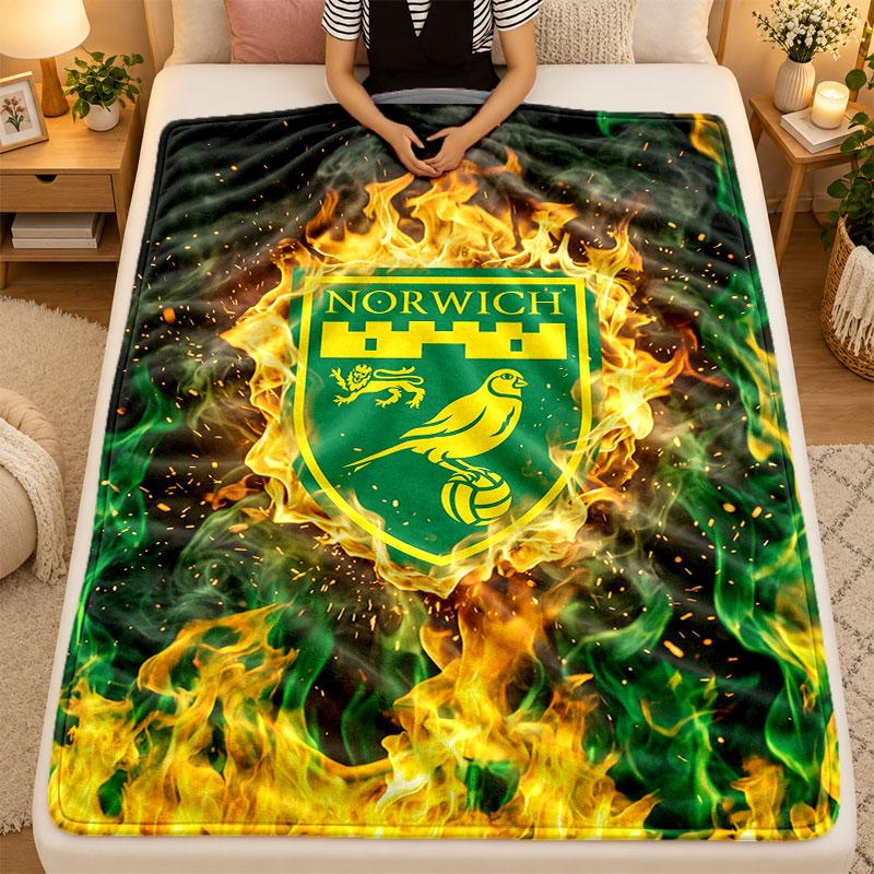 Flannel BlanketNorwich City Football Warm Soft Throw Blanket for Indoor Sofa Bed Living Room Use