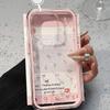 2 IN 1 Pink Flower Clear Phone Case For iPhone 16 Pro Case For iPhone 11 12 13 14 15 17 Pro Max 17 Air Soft Shockproof Cover