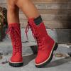 Plus size boots autumn new European and American round toe thick-soled size mid-leg boots
