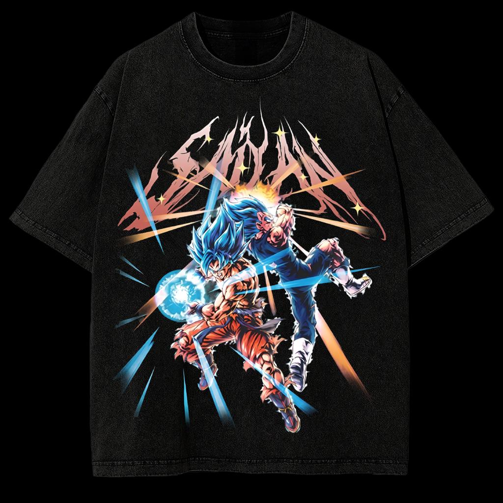 Dragon Ball Gewaschenes Übergroßes T-Shirt Grafik Herren Damen Reine Baumwolle Streetwear Y2k Lässig Locker Hohe Qualität Kurze Ärmel Damen Herren Kleidung