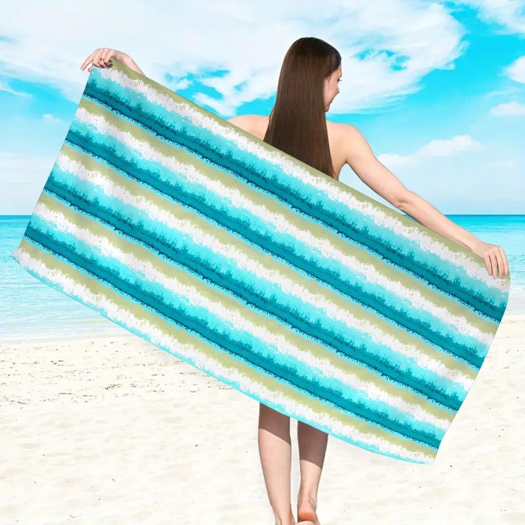 Striped Beach Towel Microfiber Quick-Drying Absorbent Beach Towel Striped Beach Towel