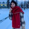 Premium sense including wool red knitted scarf women's new winter atmosphere thickened warm scarf