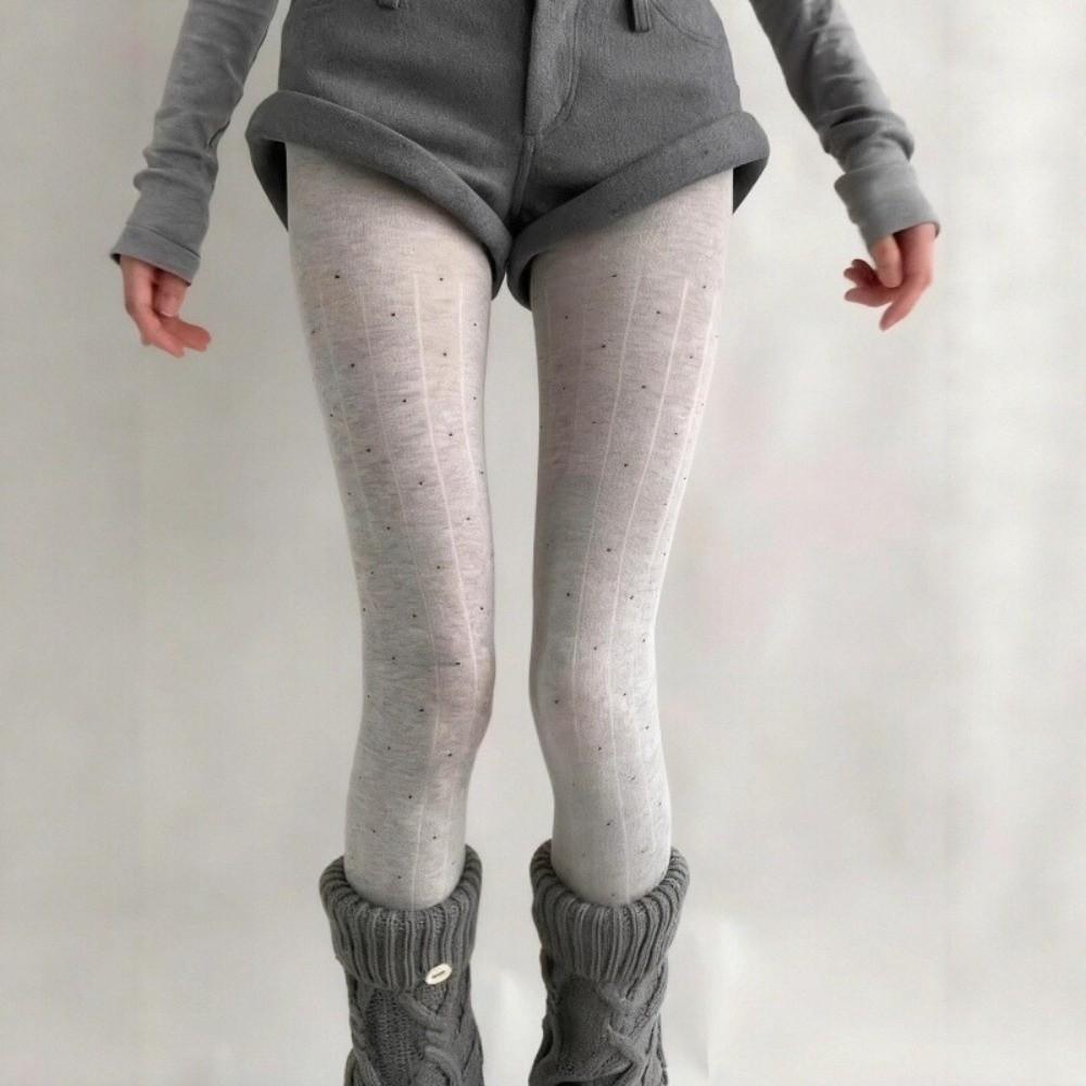 Essential Polka Dot Pattern Pantyhose Cotton Material Comfortable Tights Ribbed Texture Fashion Leggings