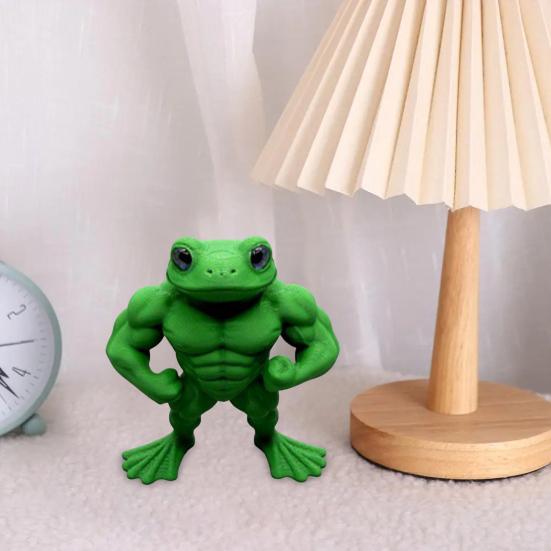 3D Printed Muscle Frog Statue PLA Standing Frog Figurine Home Office Desktop Decoration Ornament Fitness Enthusiasts Gift