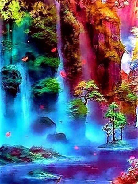 Full Drill 5D Diamond Painting Landscape Embroidery Mosaic Waterfall Rhinestones Picture Home Decoration