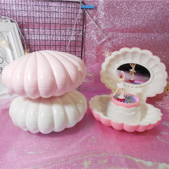 Kriauklės formos besisukanti mergaitė LED mirksinti muzikos dėžutė muzikinis žaislas vaikams Kalėdų dovana