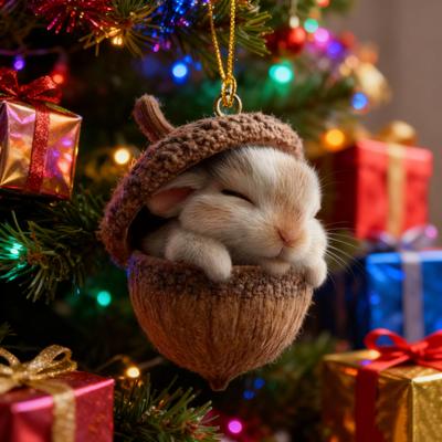 Enfeites de Bolota de Animais da Floresta 2D Aconchegantes Enfeites de Árvore de Natal da Floresta Criatura da Floresta Ornamento Acrílico Pendurado para Decoração de Festa em Casa
