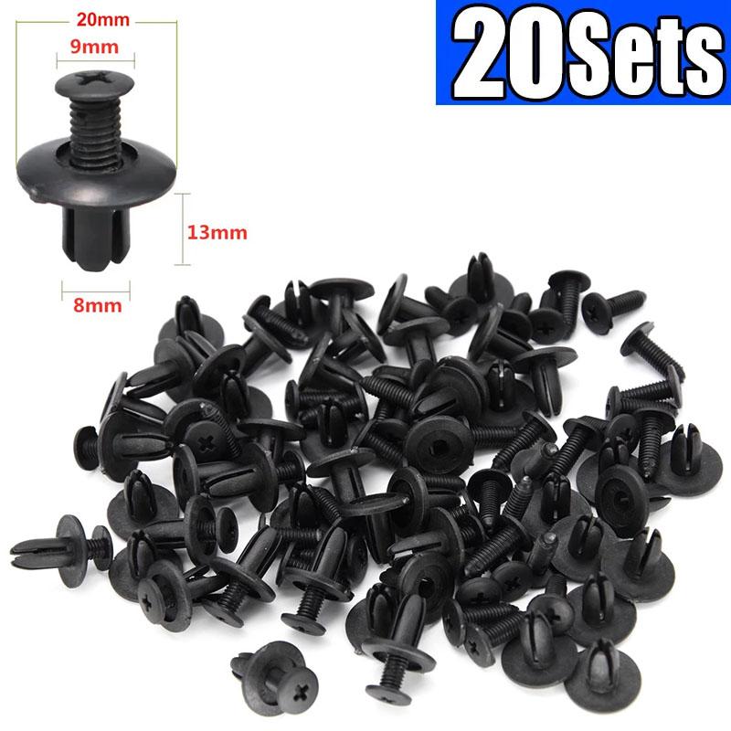 8mm Rivetti in Plastica Elementi di Fissaggio Vite Paraurti Auto Parafango Rivetto Nero Clip di Fissaggio Auto per Toyota Focus Kia Nissan Yamaha