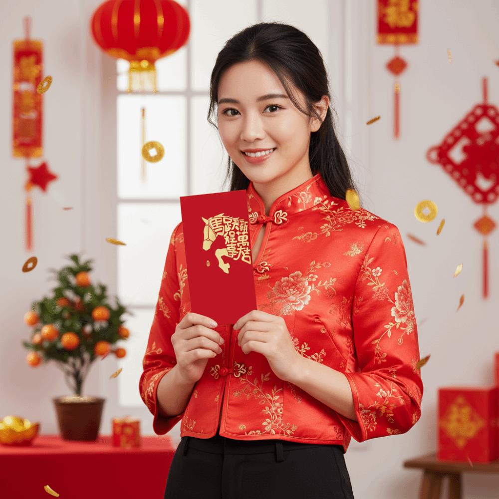 6pcs Blessings Printing 2026 Horse Year Red Envelope Mixed Pattern Red Packet HongBao Birthday