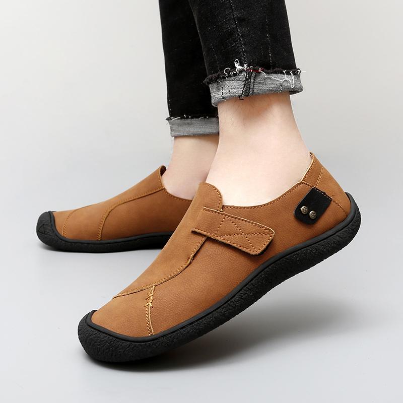 Fashion Genuine Leather Mens Leisure Walk Flats New Handmade Outdoor Loafers Man Casual Driving Shoes Vintage Style Male Hiking Footwear