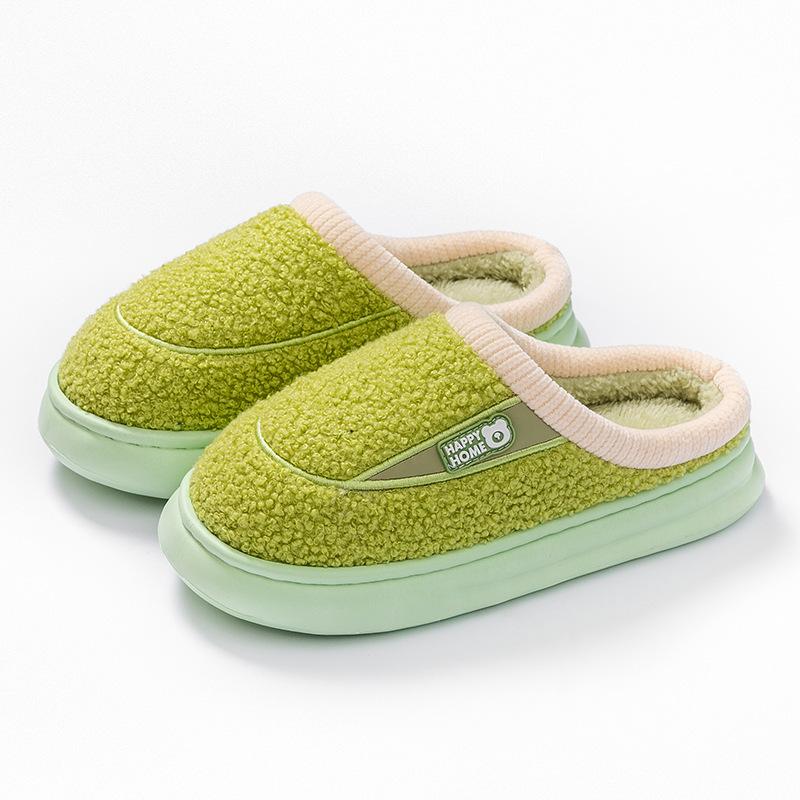 Autumn and winter cotton slippers indoor hospitality warm lightweight piled thick-soled couple hair slippers