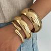 Ingemark 3 Styles Hip Hop Glossy Heavy Metal Chunky Banlges for Women Men Punk Gold Color Spring Arm Bracelets Daily Jewelry New