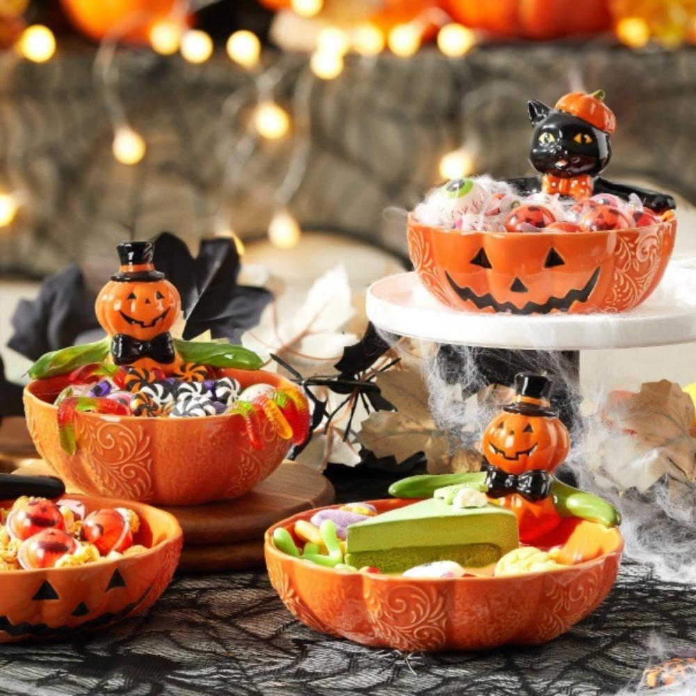 Black Cat Candy Plate Halloween Candy Bowl Home Holiday Party Snacks Storage Bowl Dessert & Bread Plates Tableware