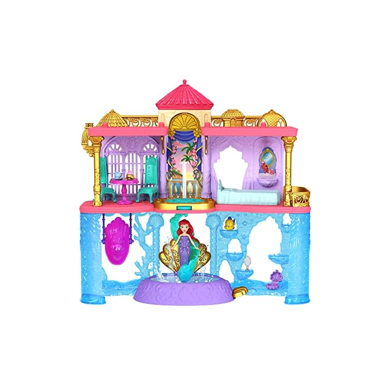 Mattel Disney/Disney Princess Ariel and the Deluxe Castle (Stackable Castle Series! Mini Doll) [Disney 100th Anniversary Celebration] [Dress-Up Doll -
