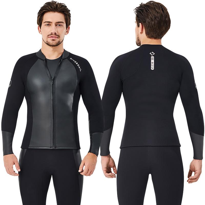 2MM Wetsuit Set: Split Long Sleeve Top & Diving Pants for Cold Protection, Snorkeling, Sailing & Surfing