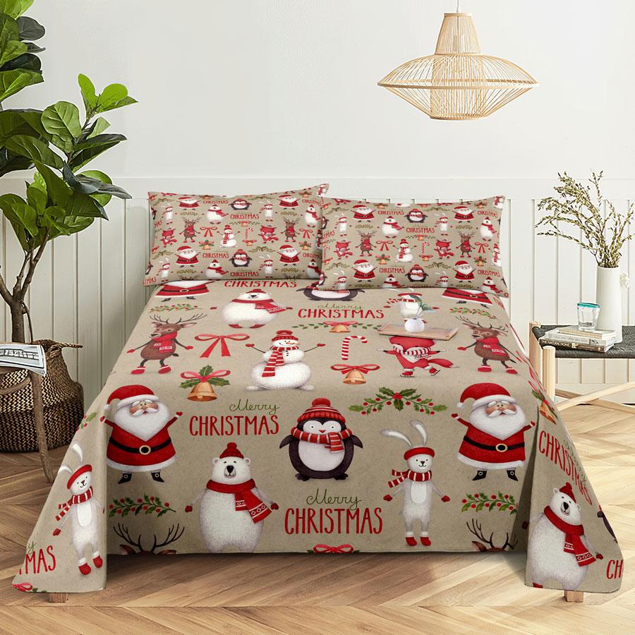 Julesengesett og putevar Sengetøy Laken Dynetrekk King Queen Size for enkeltdobbeltsenger 220x240 Twin Full Tynt Mykt