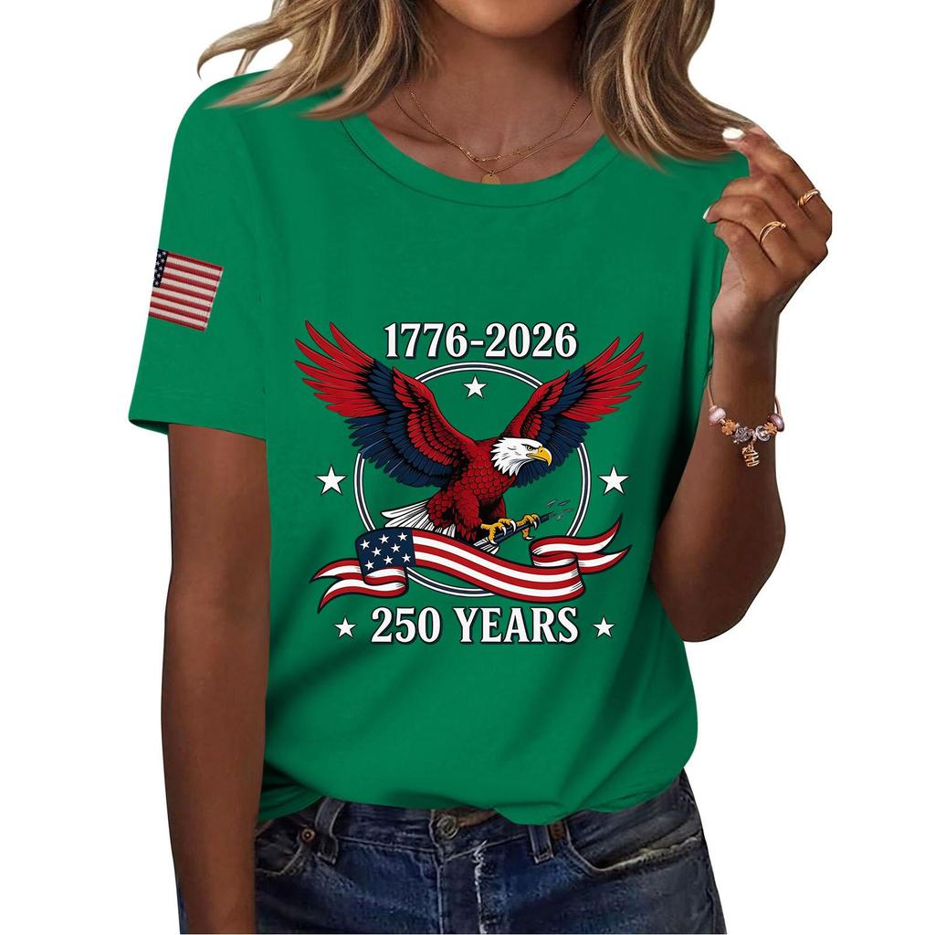 Damenmode, lässig, bedruckt, kurzärmlig, Rundhalsausschnitt, Pullover