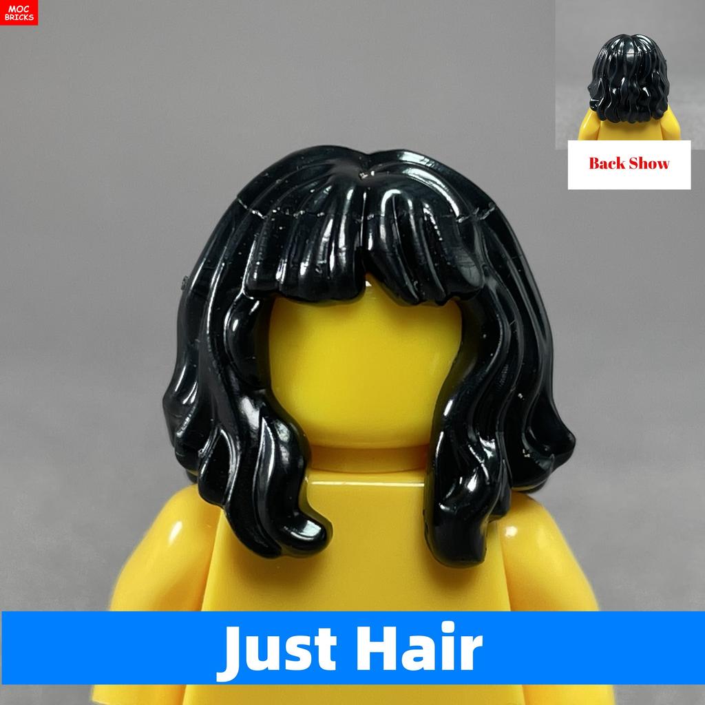 10pcs MOC Bricks Girl Women Lady Grandma Curly Wavy Short Hairs 4cm Figure Accessories DIY Building Blocks Toys Kids Gift