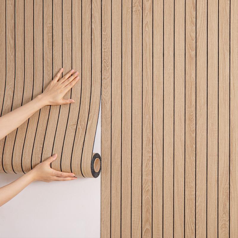 40cmx3M Imitation Solid Wood Grating Board Waterproof Self-adhesive Wallpaper Background Wall Sticker Door Frames Wall Decor