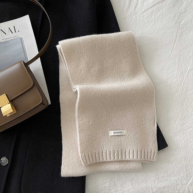 Utvalgt australsk ull 100 % kashmirskjerf ensfarget herre og dame vinter varmt strikket skjerf