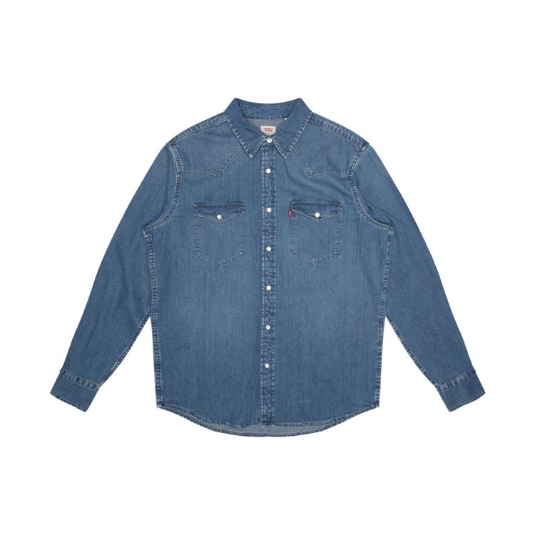 

Рубашка джинсовая Levis из хлопка с карманами и длинным рукавом, мужская, синяя 85745-0001 XS