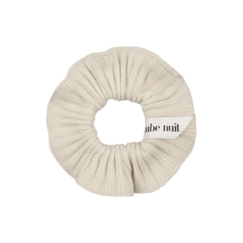 Aube Nuit Soft Knit Ruffle Hair Scrunchie Ivory S