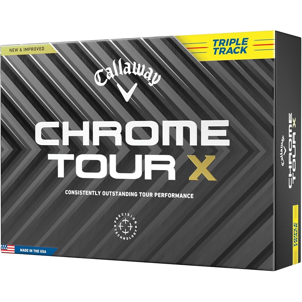 Callaway Chrome Tour X Yellow Golf Balls 4-Piece Structure Triple Track 1 Dozen (12 Balls)