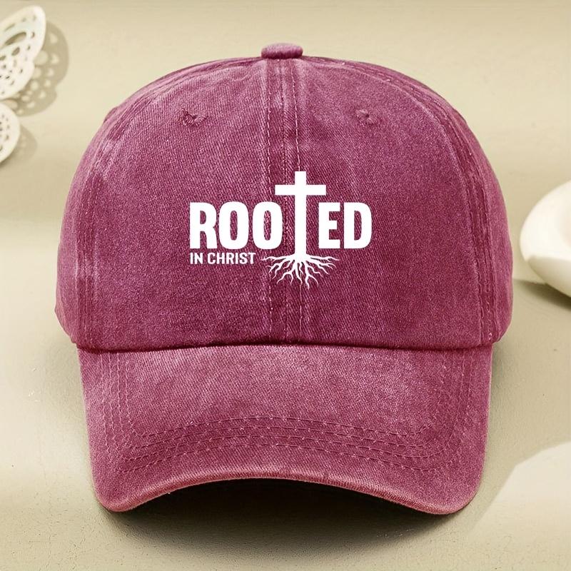ROOTED White Letter Print Washed American Retro Washed Letter Cap Outdoor Men s and Women s Travel Baseball Cap