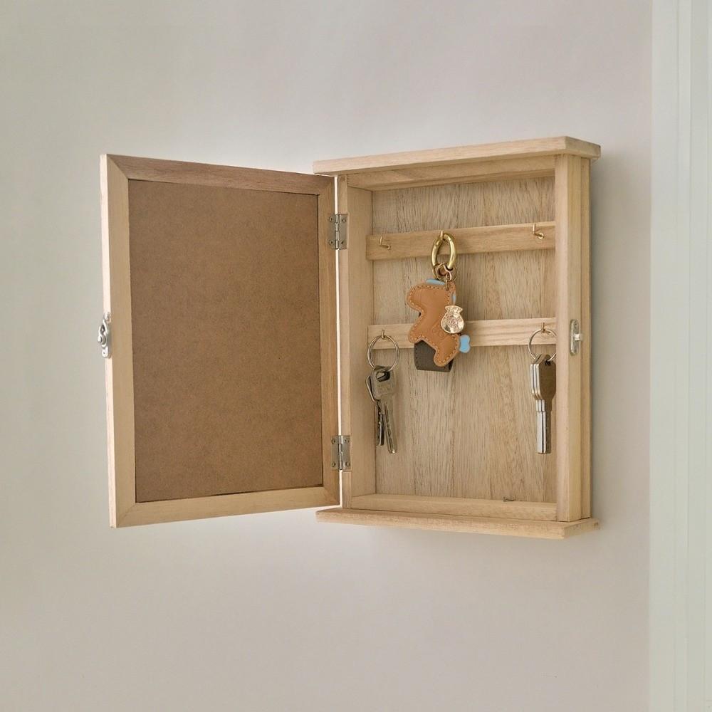 Rustic Wall-Mounted Key Storage Box Wooden Entryway Storage Box Wall Decor Cabinet Key Rack  Office