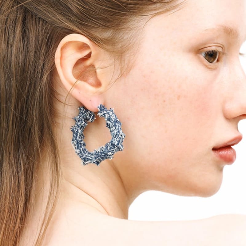 EVMOIU VINTAGE DENIM EARRINGS - LIGHT BLUE