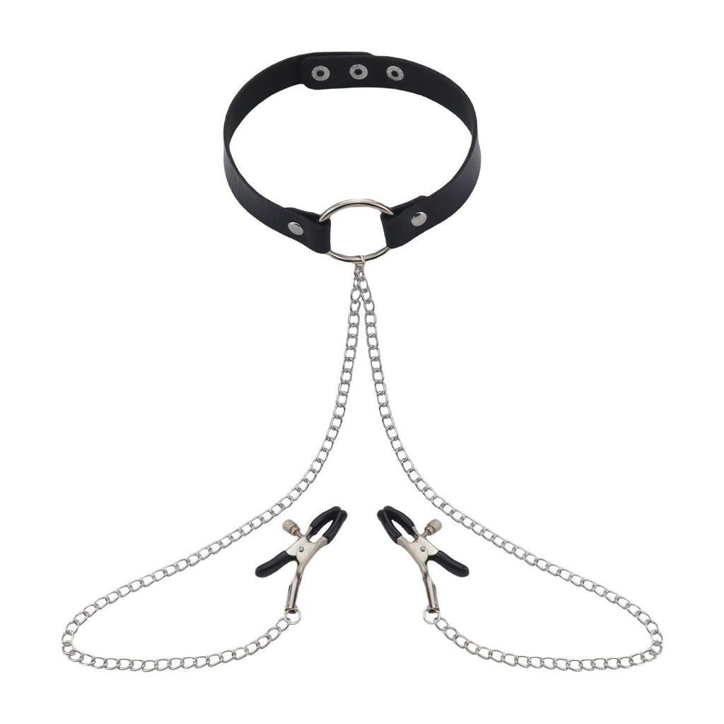 Erotischer Choker mit Nippelklemmen-Set - Erwachsenenspielzeug für Paare