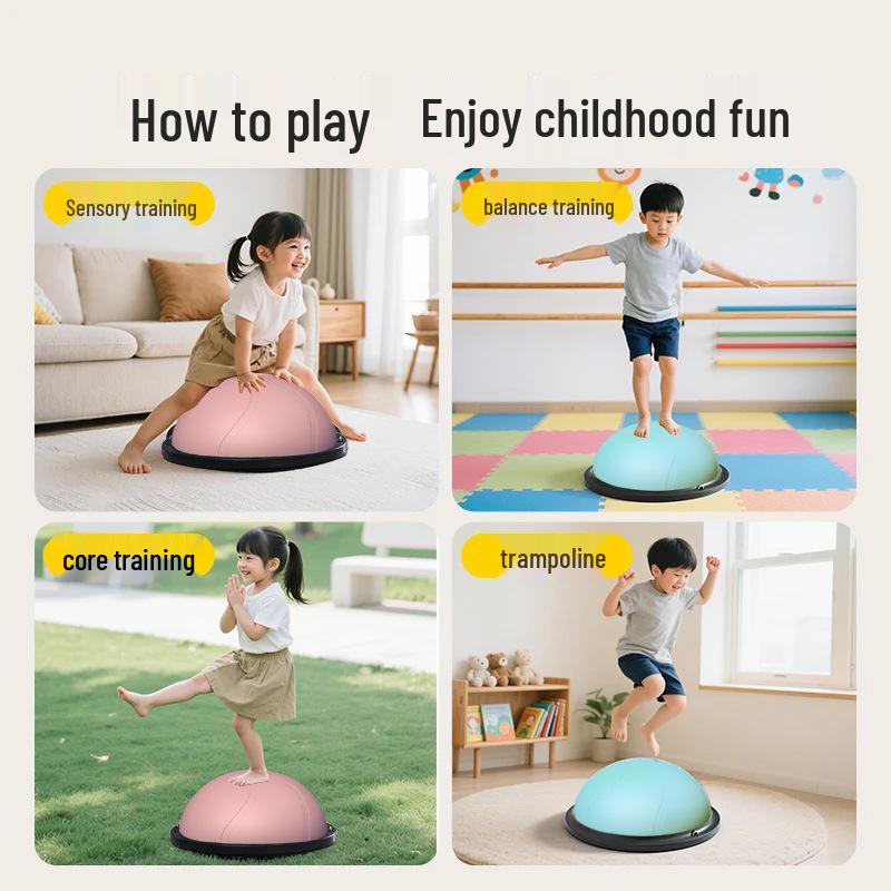 Wave Speed Balance Ball: Children's Half-Round Sensory Bouncing Ball for Yoga, Foot-Pedaled Burpees, and Home Fitness.