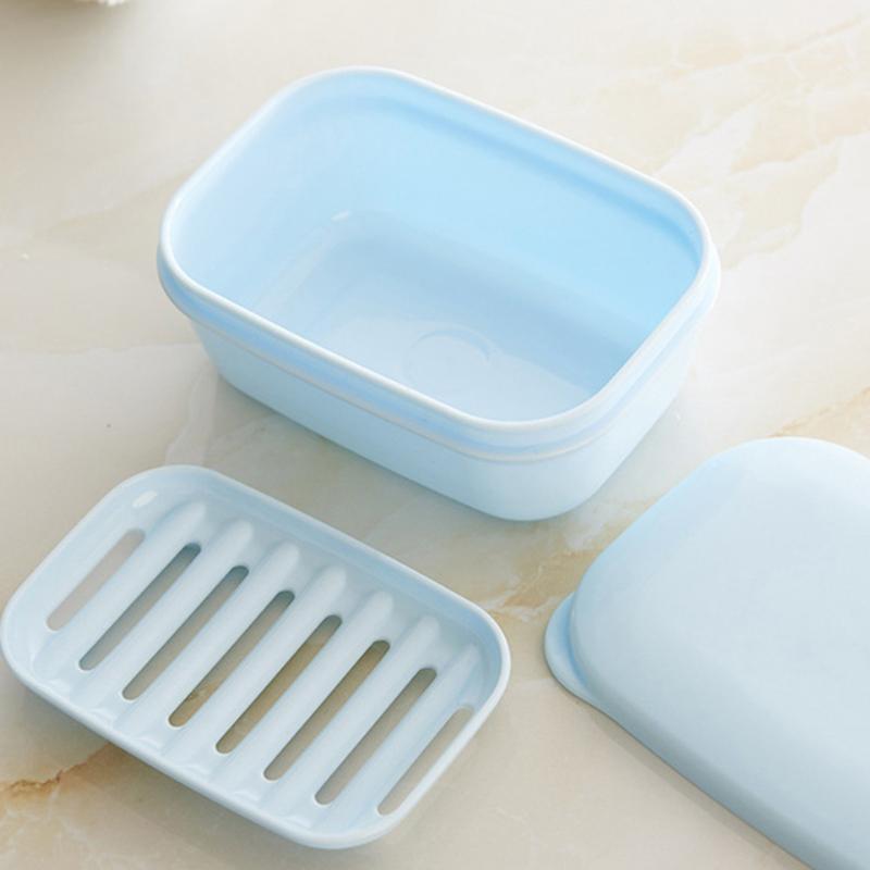 1Pc Covered Soap Box With Waterproof Seal Portable Soap Box Detachable Drain Tray And Soap Pan