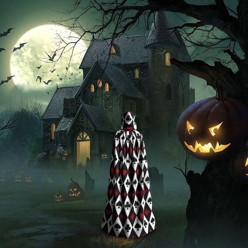 Poker Red Black Alice In Wonderland Hooded Cloak Unisex Hood Cloak Cosplay Medieval Costume Witch Wicca Elf Purim Carnival Party