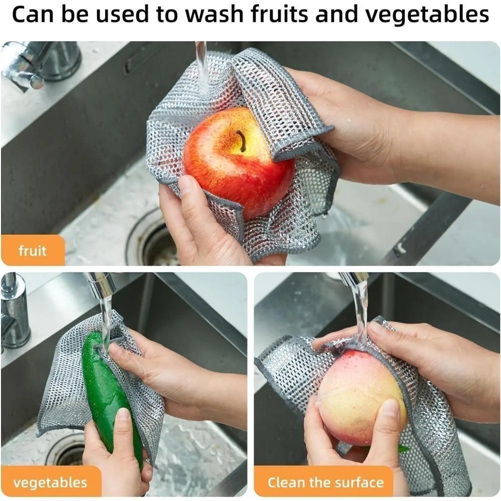 20CM Magic Cleaning Cloth Thickened Double -sided Metal Steel Wire Rags Kitchen Pot Dish Pan Washdishing Cloths Towel Clean Tool