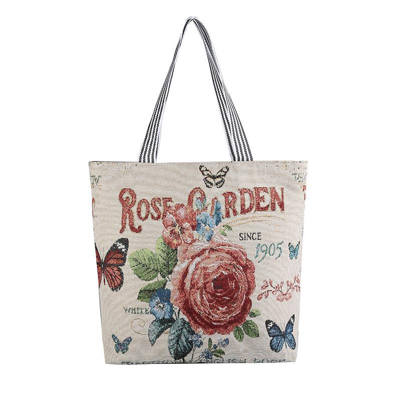 Ethnic Style Canvas Bag For Women With Linen Material And Zip Closure For Casual Daily Use